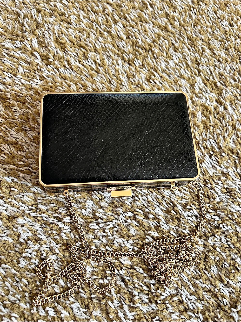 Michael Kors Jade Medium Gusset Clutch Black & Gold